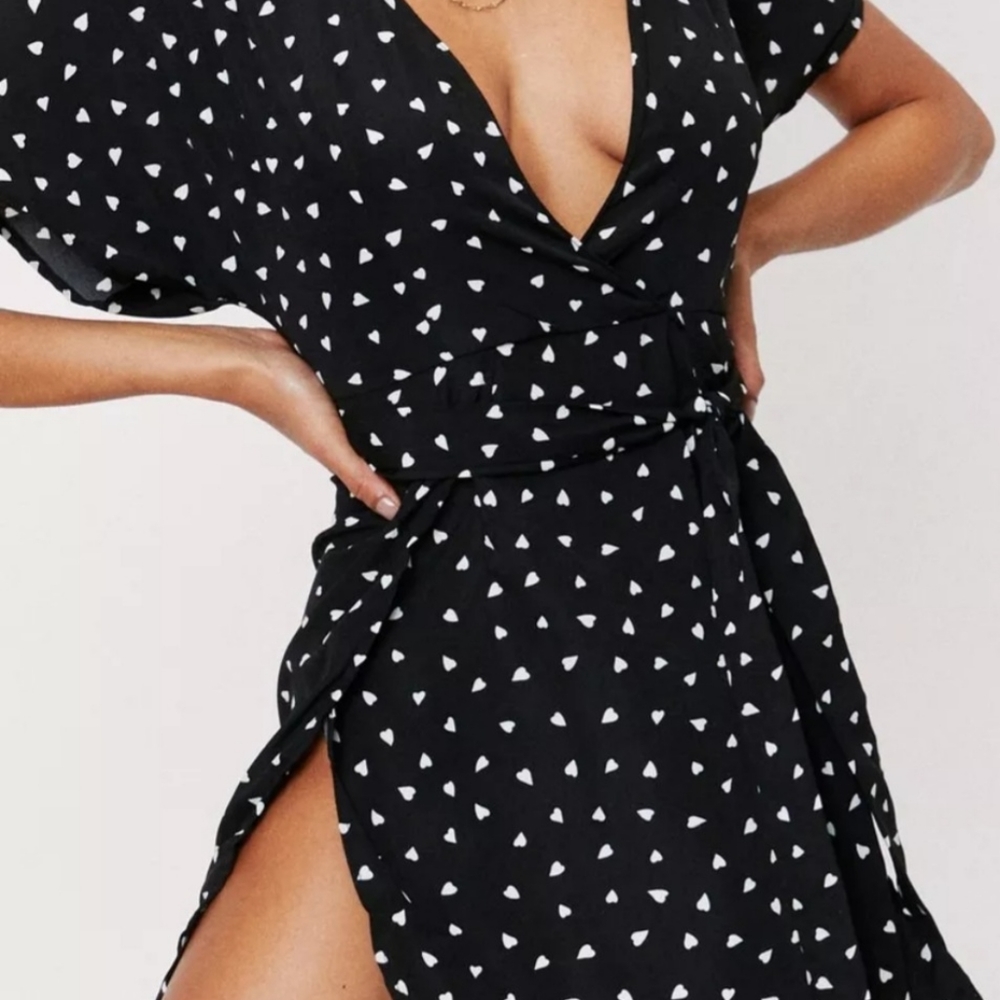 Nasty Gal High Slit  Heart Wrap Dress Size 6